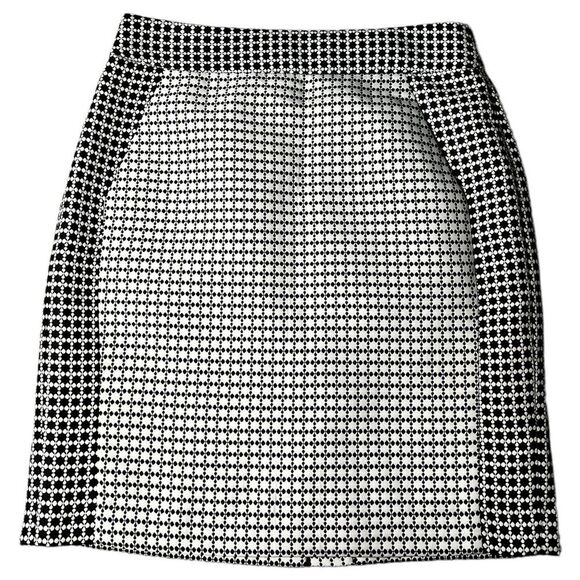 Banana Republic Lined Black White Houndstooth Pencil Straight Mini Skirt Size 4 - Picture 1 of 8